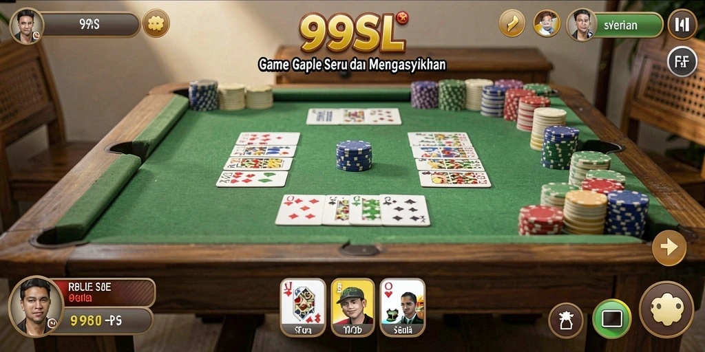 Tampilan gameplay seru dari game Gaple yang mendebarkan.