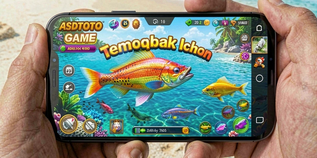 Screenshot menunjukkan aksi seru menangkap ikan di bawah laut.