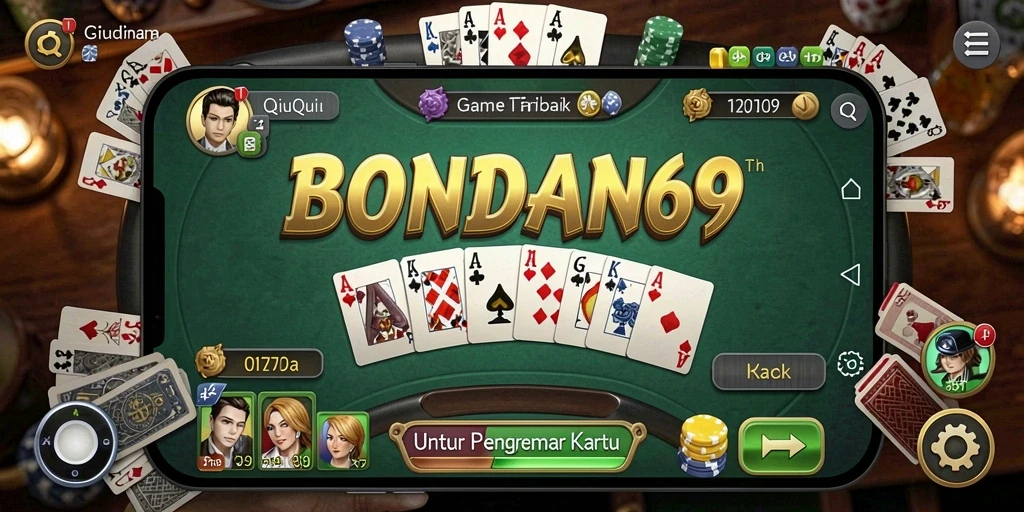 Tampilan gameplay menyenangkan BONDAN69 dengan kartu QiuQiu.