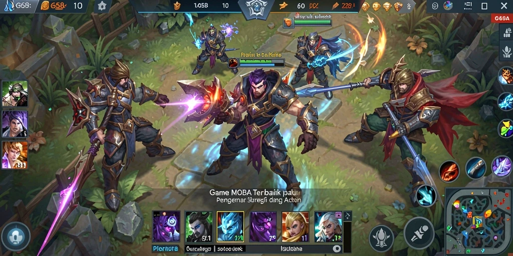 Screenshot G668 yang menampilkan pertempuran seru dan taktik MOBA.