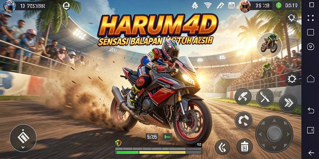 Tampilan gameplay seru dalam balapan motor HARUM4D.