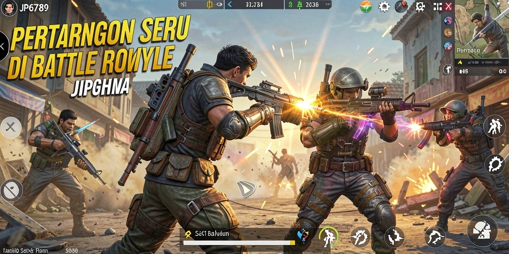 Gameplay seru dalam pertarungan Battle Royale JP6789.