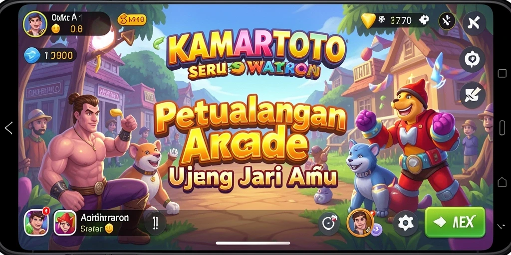 Tampilan gameplay KAMARTOTO dengan karakter yang beraksi di level menantang.