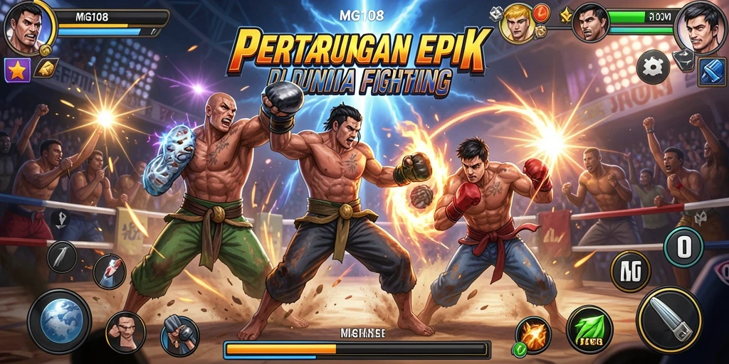 Tangkapan layar dari gameplay MG108 yang mendebarkan dan penuh aksi Fighting.