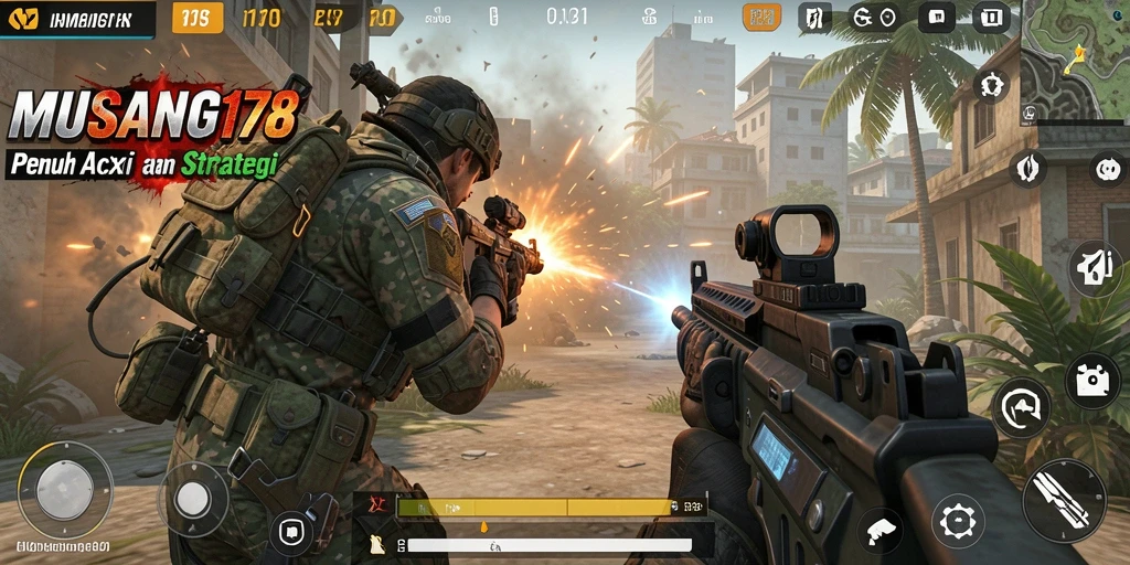 Tampilan gameplay mendebarkan di <strong>MUSANG178</strong> dengan aksi tembak-menembak yang intens.