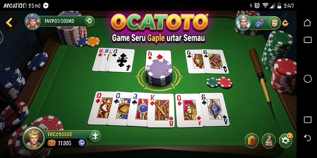 Tampilan screenshot gameplay OCATOTO dalam suasana Gaple yang seru.
