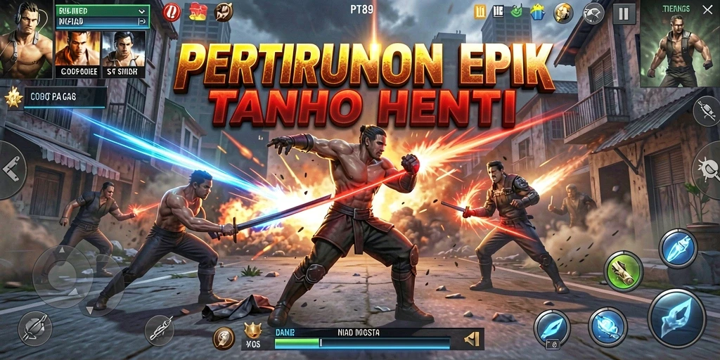Gameplay Fighting yang intens dan menegangkan di PT89.