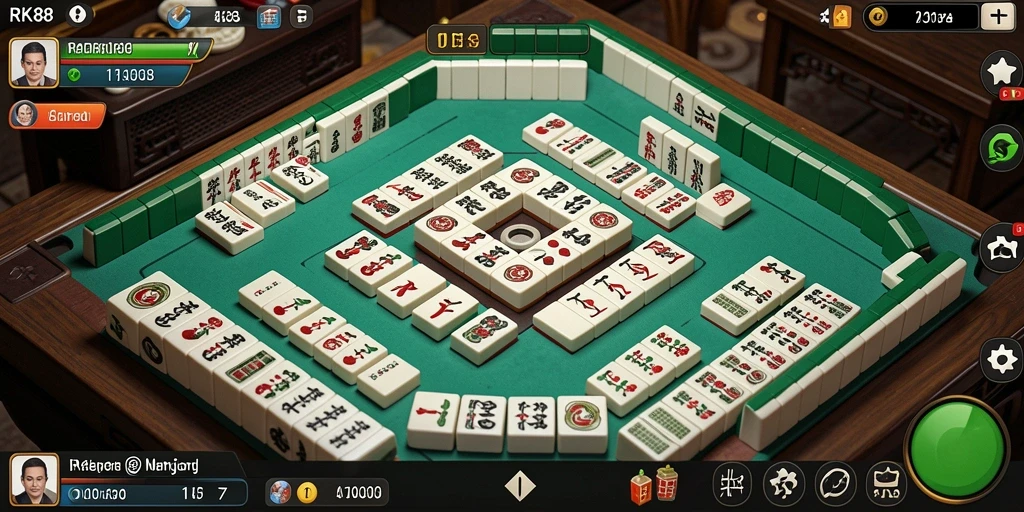 Tampilan gameplay menegangkan dan seru dari RK88 Mahjong.