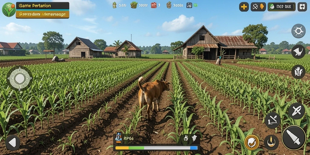 Tangkapan layar gameplay RP66 yang menampilkan aktivitas pertanian yang seru.