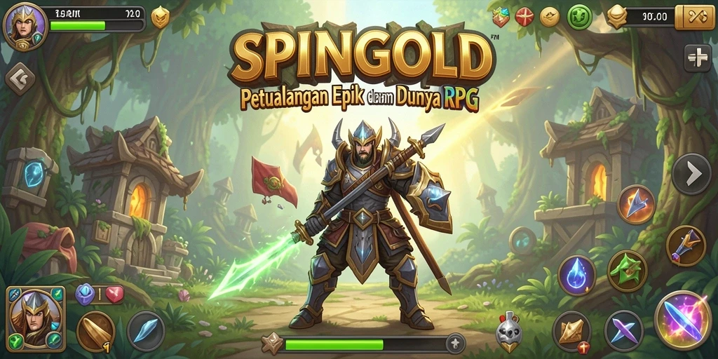 Tampilan gameplay SPINGOLD yang memukau dan penuh aksi RPG.