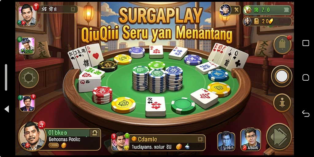 Screenshot SURGAPLAY menampilkan suasana seru saat bermain QiuQiu.